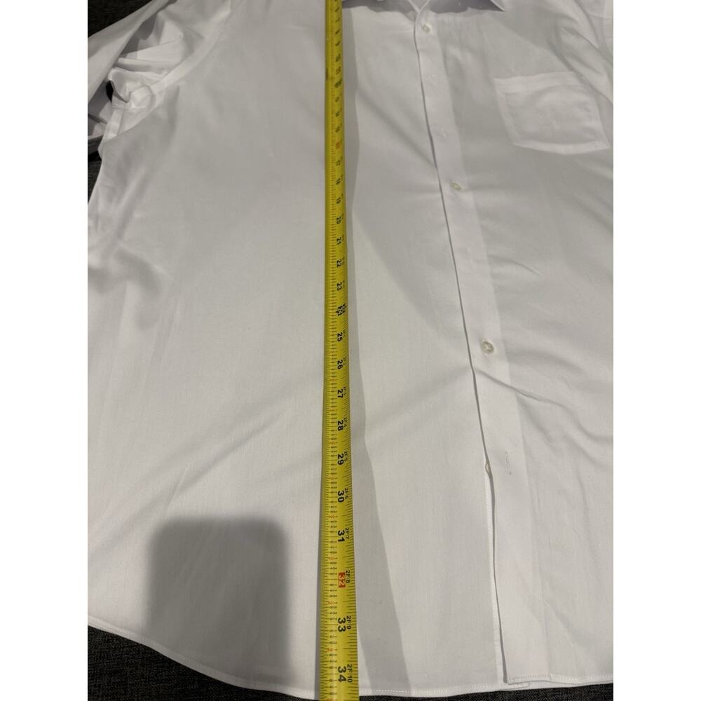 Van Heusen Stretch White Solid Button Up Dress Shirt Tall Fit 18.5 35/36 - Picture 8 of 11